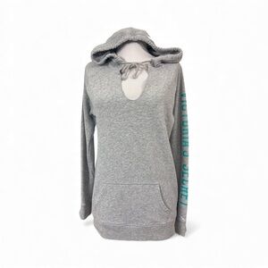 Victoria's Secret XS Pullover Hoodie V-Neck Lightweight Sweatshirt Gray Pocket